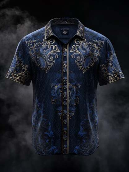 Men's Dark Gothic Skull Pattern Short Sleeve Shirt