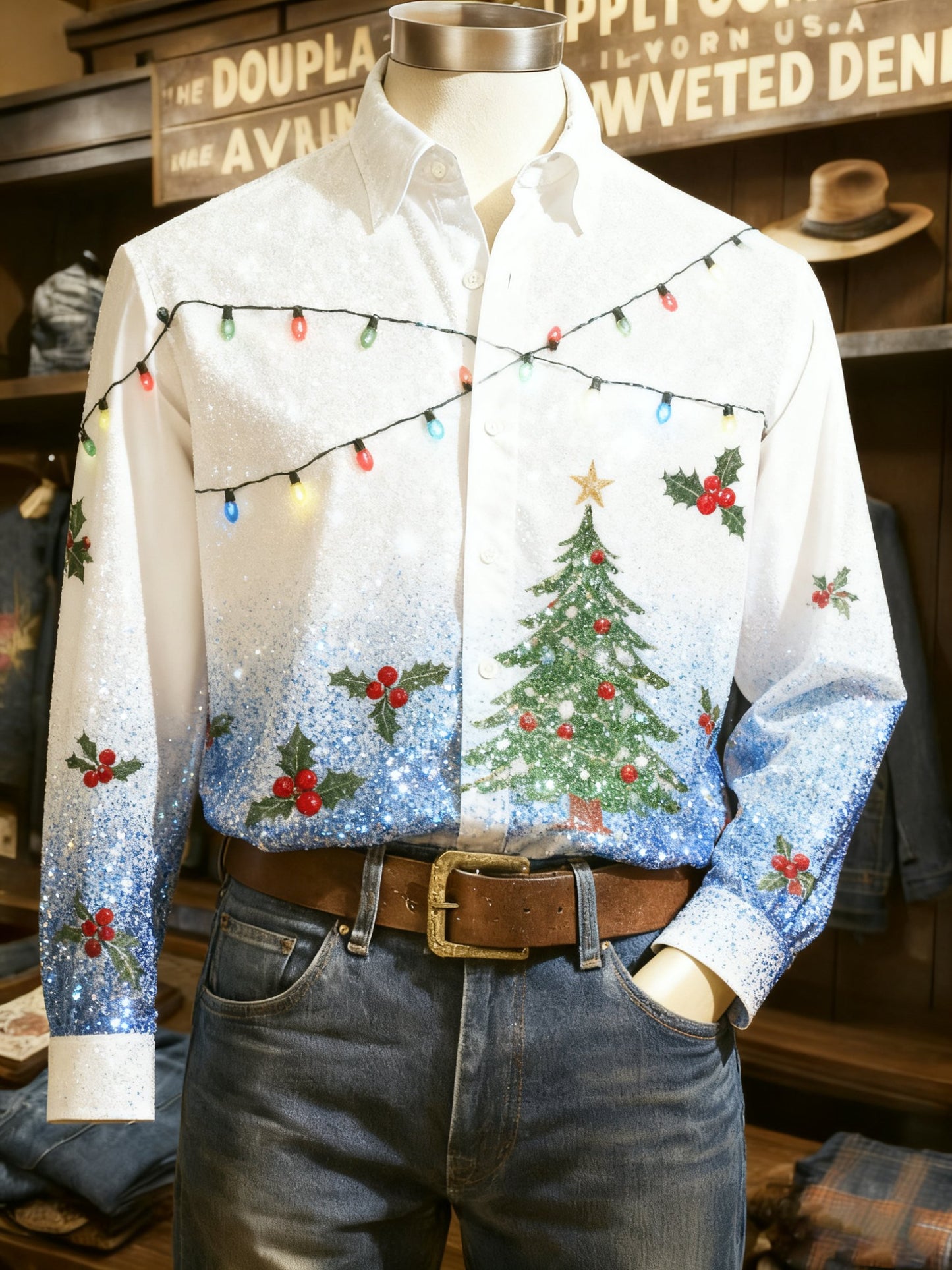 Men's Casual Christmas Long Sleeve Shirt