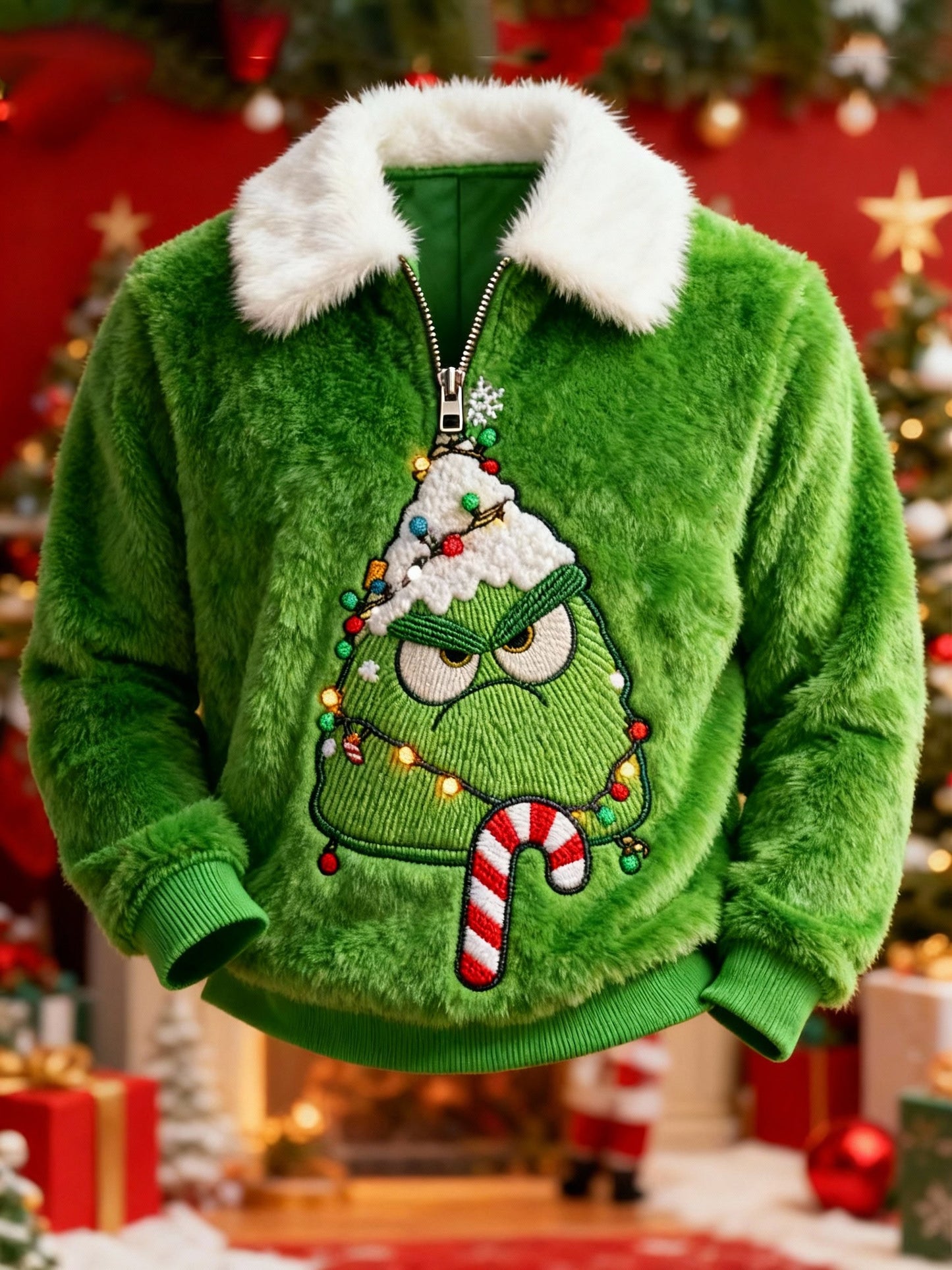 Fun Green Plush Hoodie