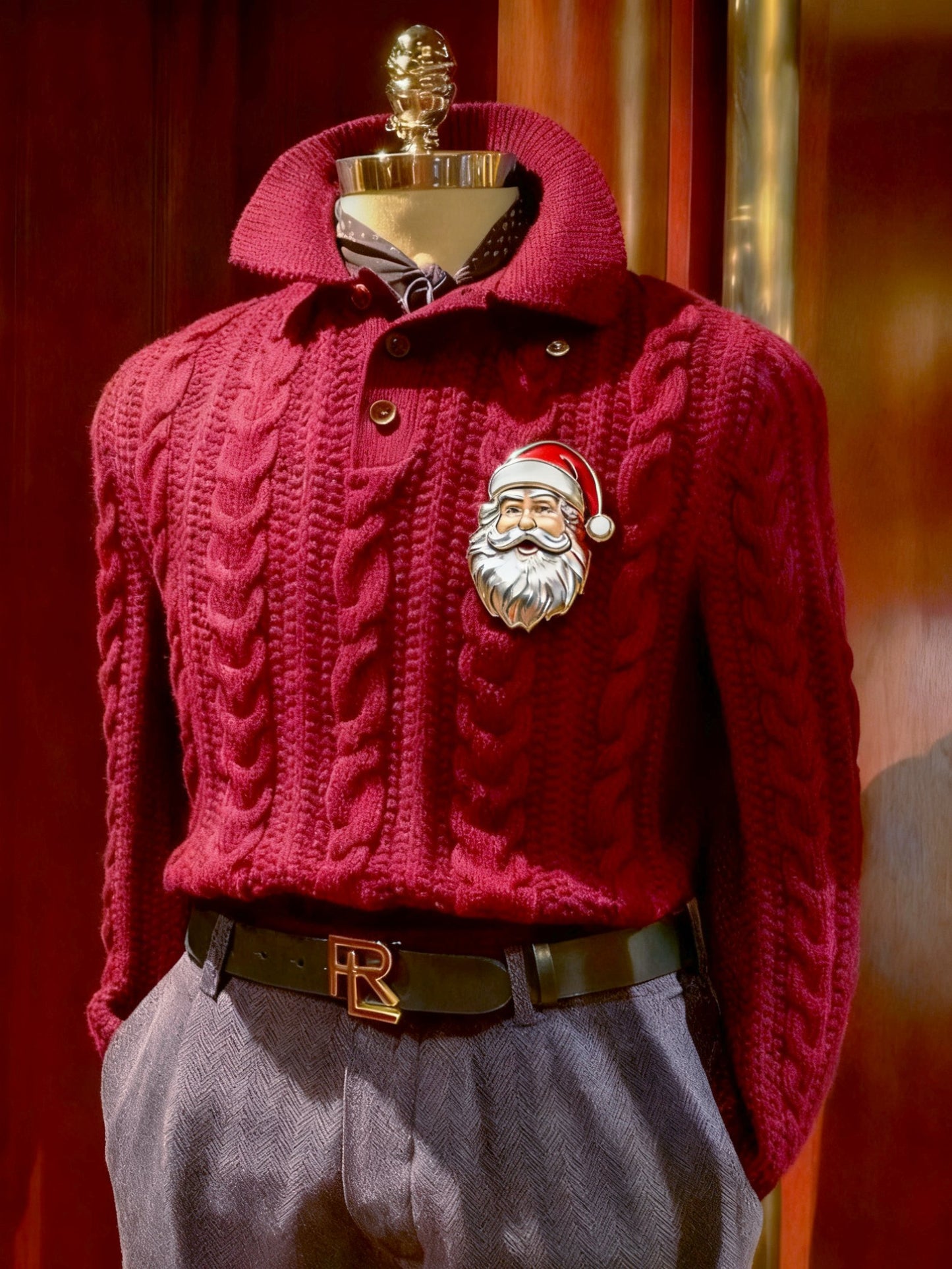 Classic British Business Style Collar Twisted-Knit Sweater