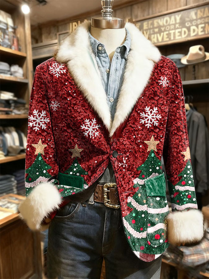 Men's Retro Christmas Lapel Casual Blazer