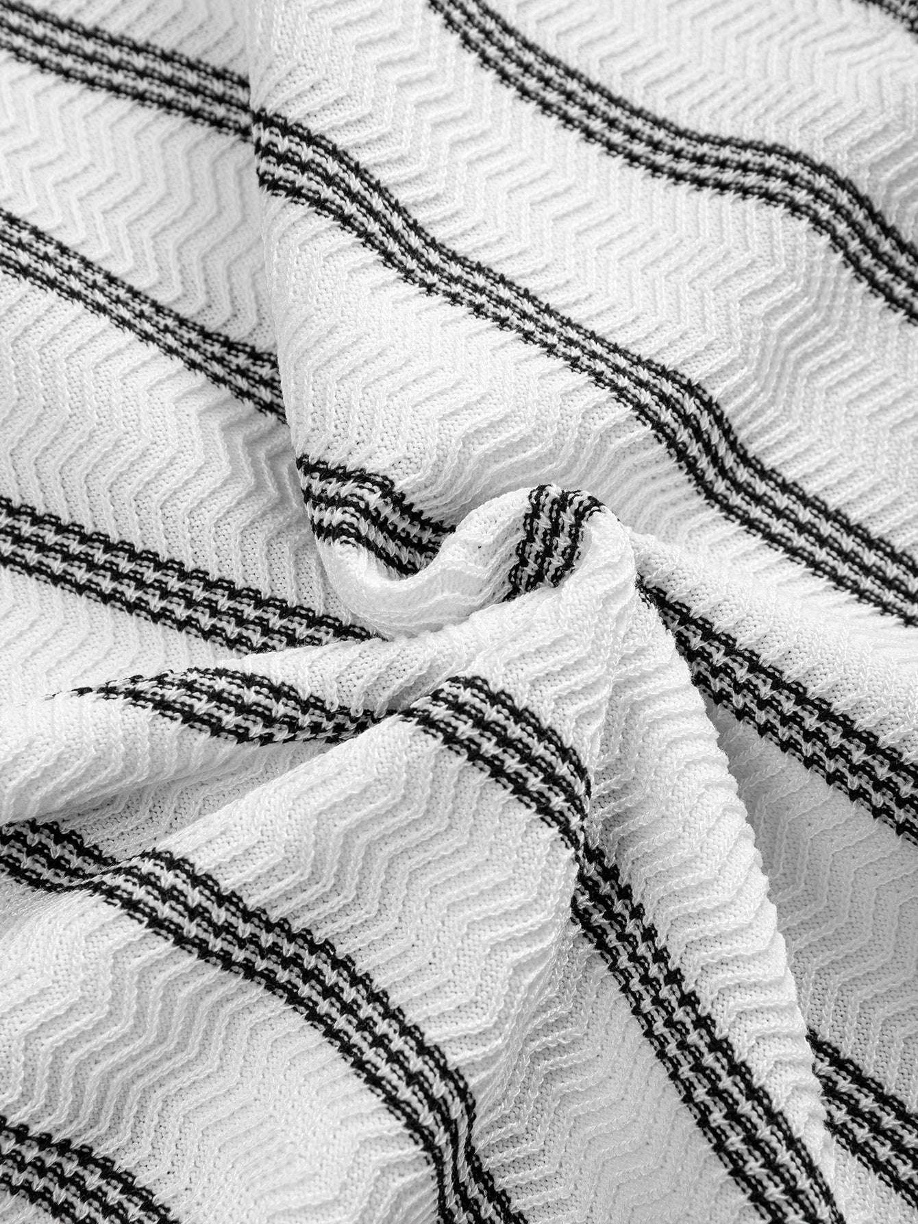 Striped Zipper Knit Polo