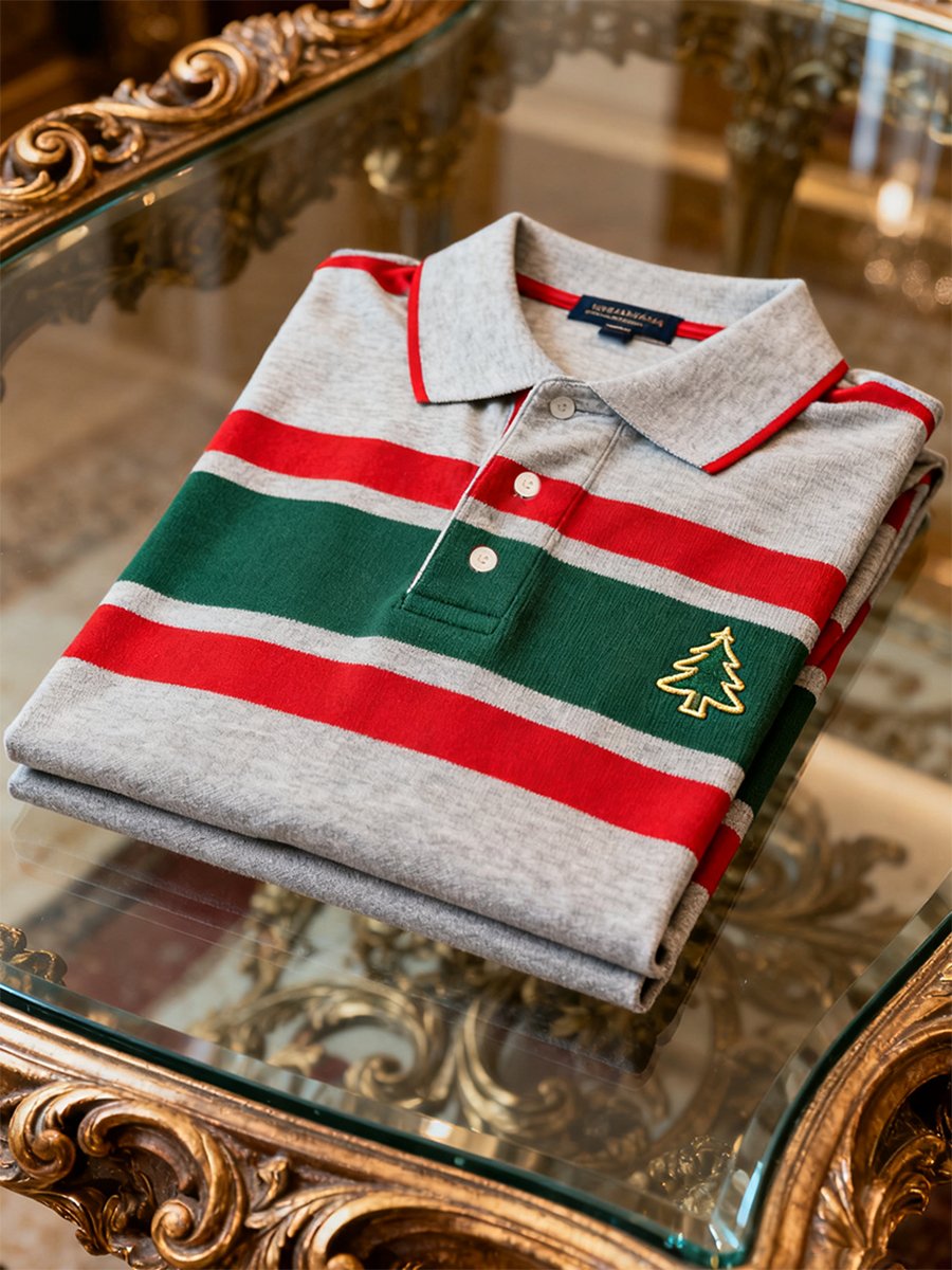 Men's Christmas Long Sleeve Polo Shirt