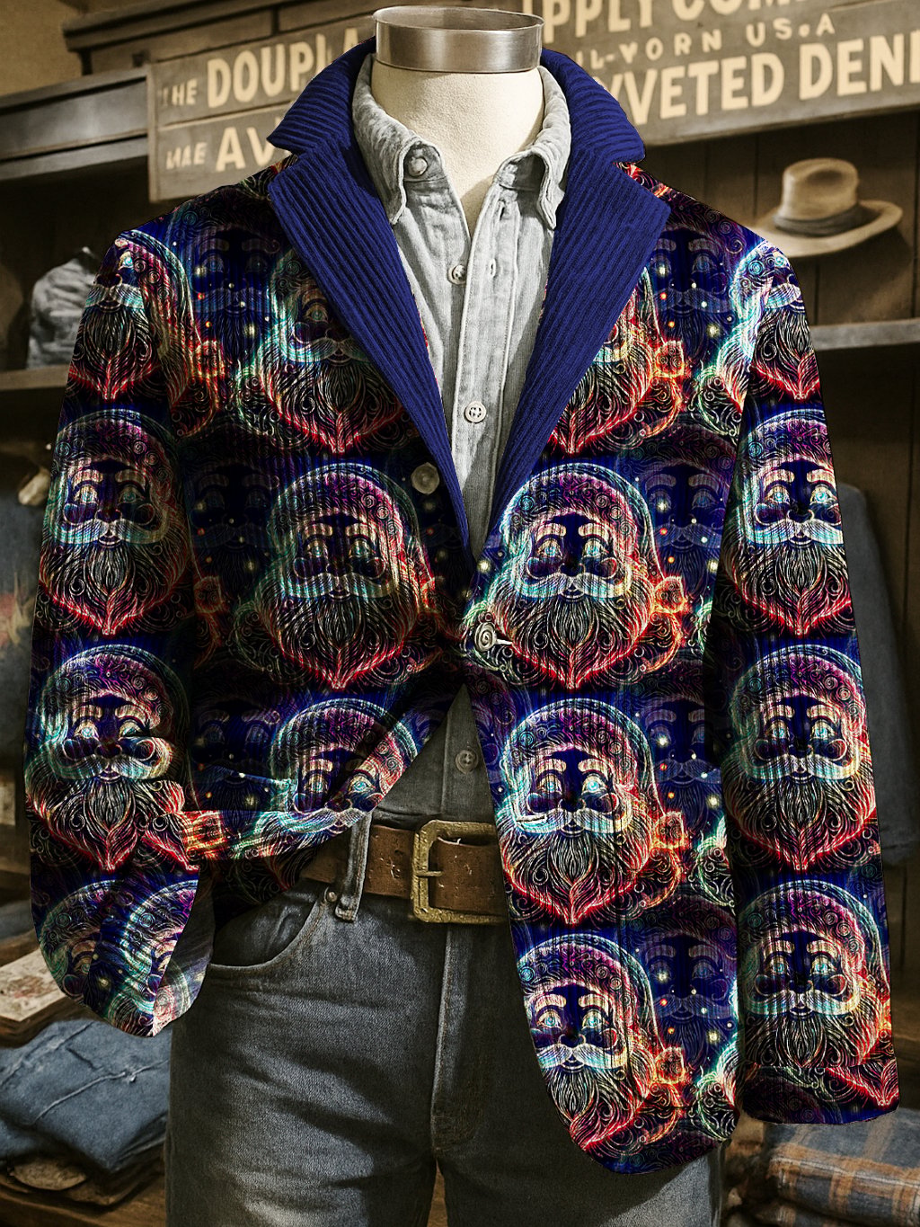 Men's Corduroy Santa Claus Lapel Suit Jacket