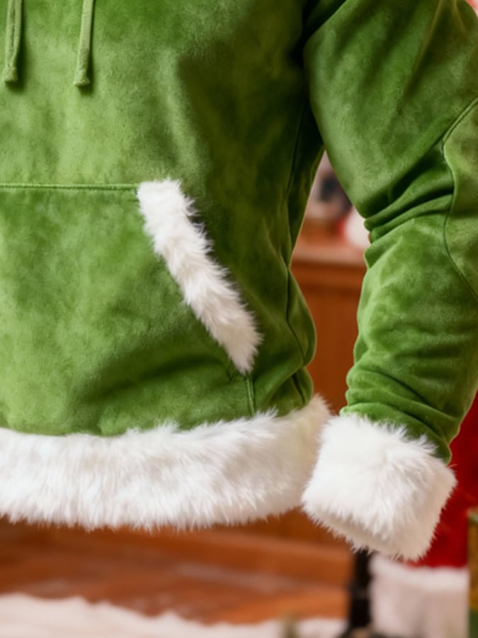 Men's Warm Suede and Plush Christmas Zipper Sweatshirt
