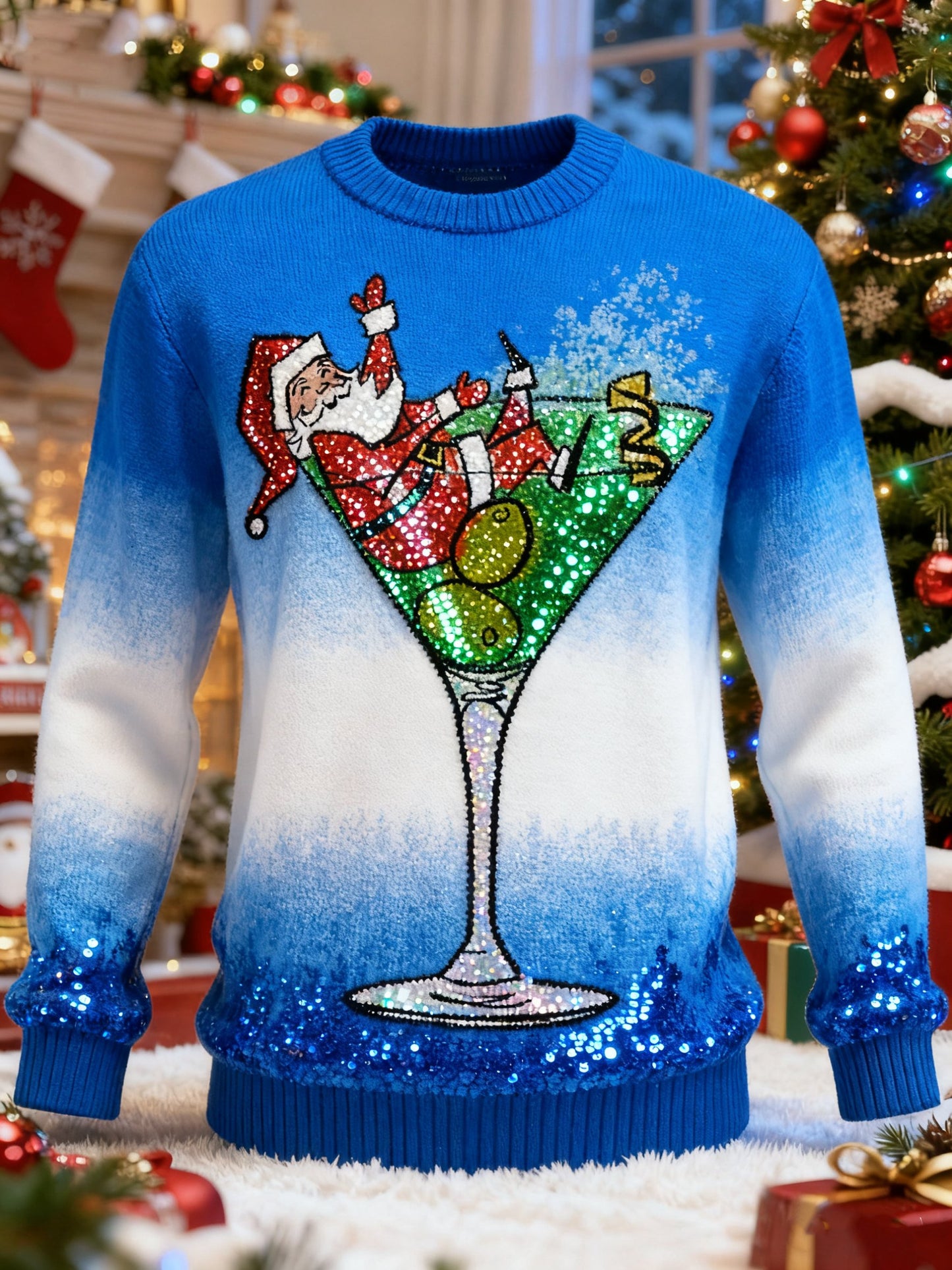 Men's Candy Cane Print Ugly Christmas Sweater
