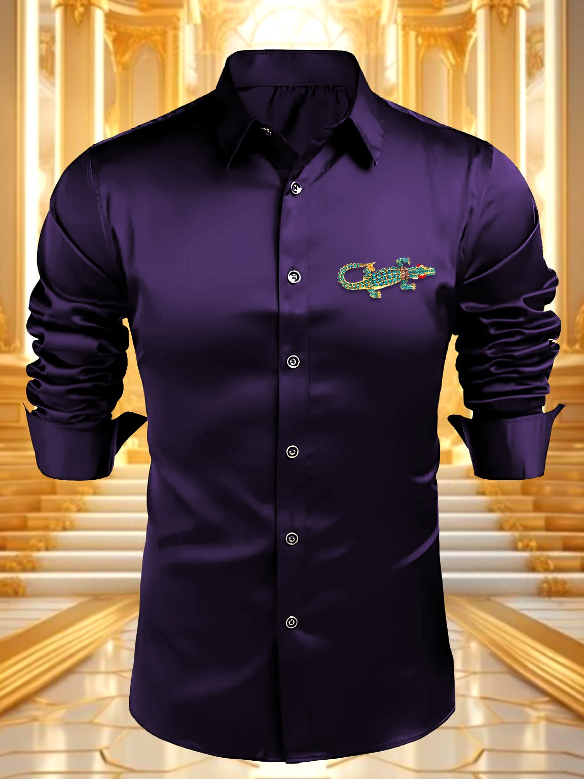 Men's Satin Luxe Long Sleeve Button Down Shirt