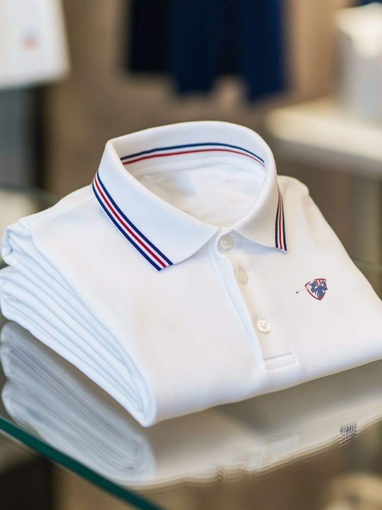 Men's Business Casual Striped Logo Button Short Sleeve Polo Shirt