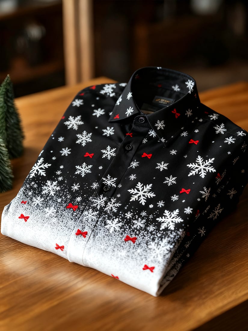 Men's Christmas Long Sleeve Button-Down Shirt