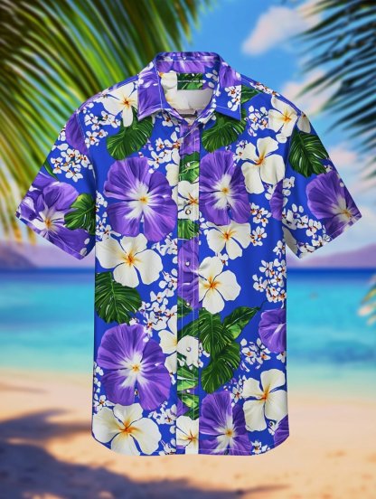 Men's Lapel Hawaiian Retro Casual Vacation Short Sleeve Shirt