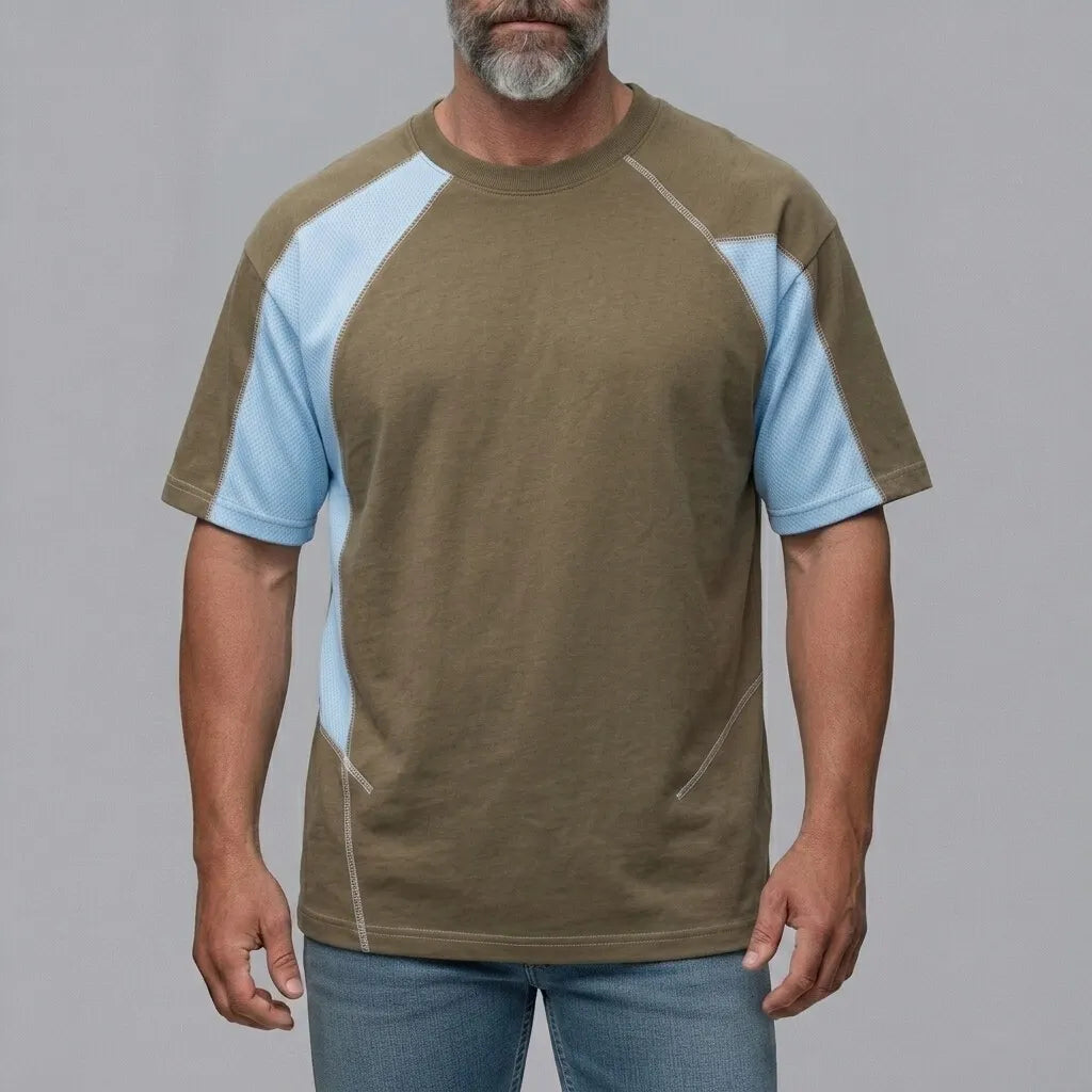Men's Sports Colorblock Geometric Pattern Crew Neck Raglan Sleeve T-Shirt