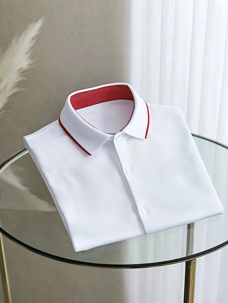 Men's Business Casual Fish Embroidered Button Short Sleeve Shirt