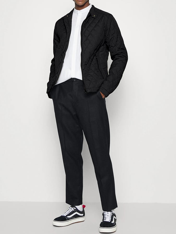 Men's Light Cotton Clothes Casual Diamond Shaped Stand-up Collar Coat Fashion Cotton-padded Jacket