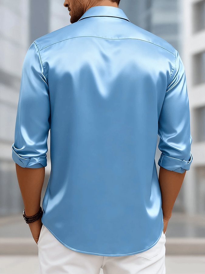 Men's Business Luxury Long Sleeve Lapel Button Down Casual Shirt