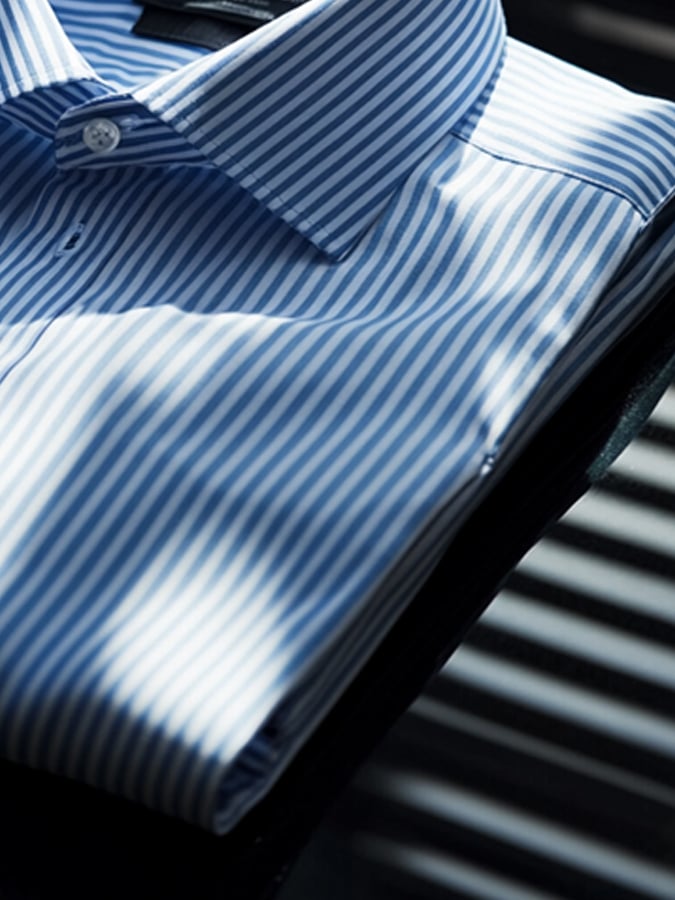 Men's Striped Linen Lapel Short-Sleeved Shirt