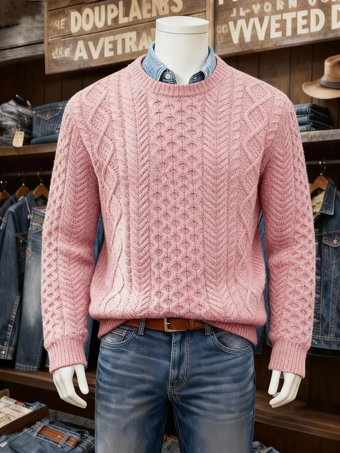 Men's Vintage Pullover Cable Knit Sweater
