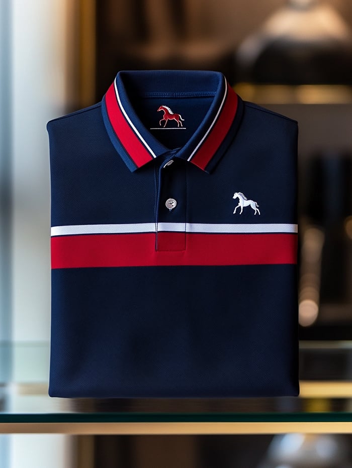 Men's Classic Business Logo Button Short Sleeve Polo Shirt