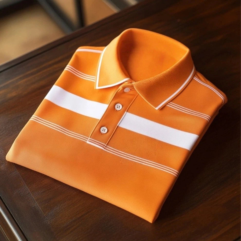 Men's Business Casual Embroidered Button Short Sleeve Polo Shirt