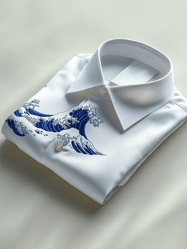 Men's Luxury Business Collar Detail Printed Short Sleeve Shirt