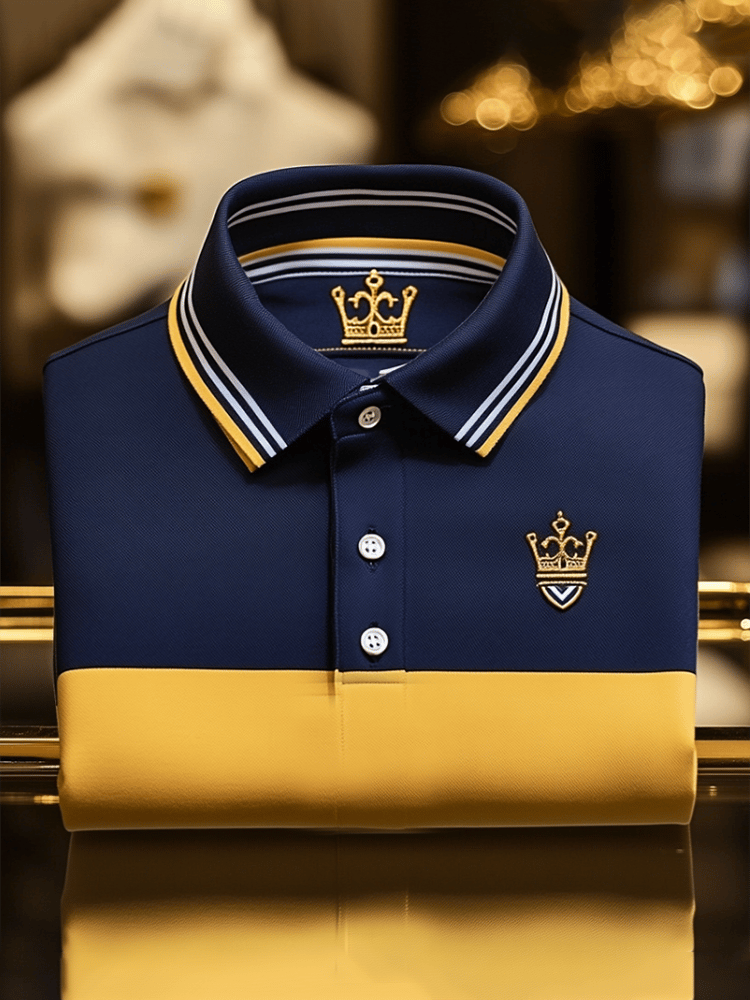 Men's Business Casual Logo Button Short Sleeve Polo Shirt