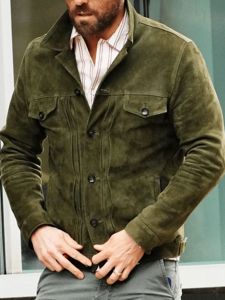 Men's Outdoor Vintage Lapel Pocket Leather Jacket