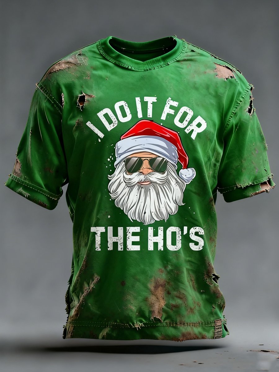 Men's Casual Retro Christmas Print T-shirt