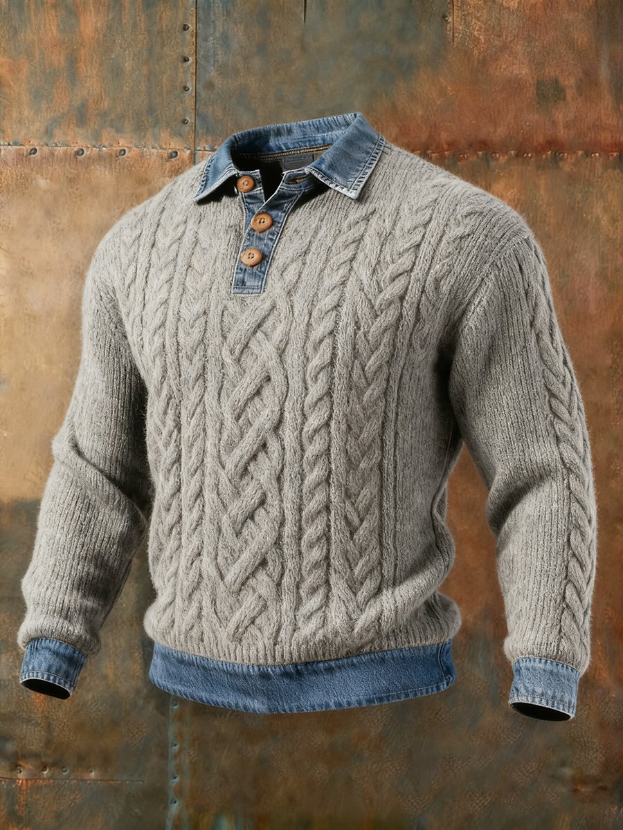 Men's textured paneled knit top