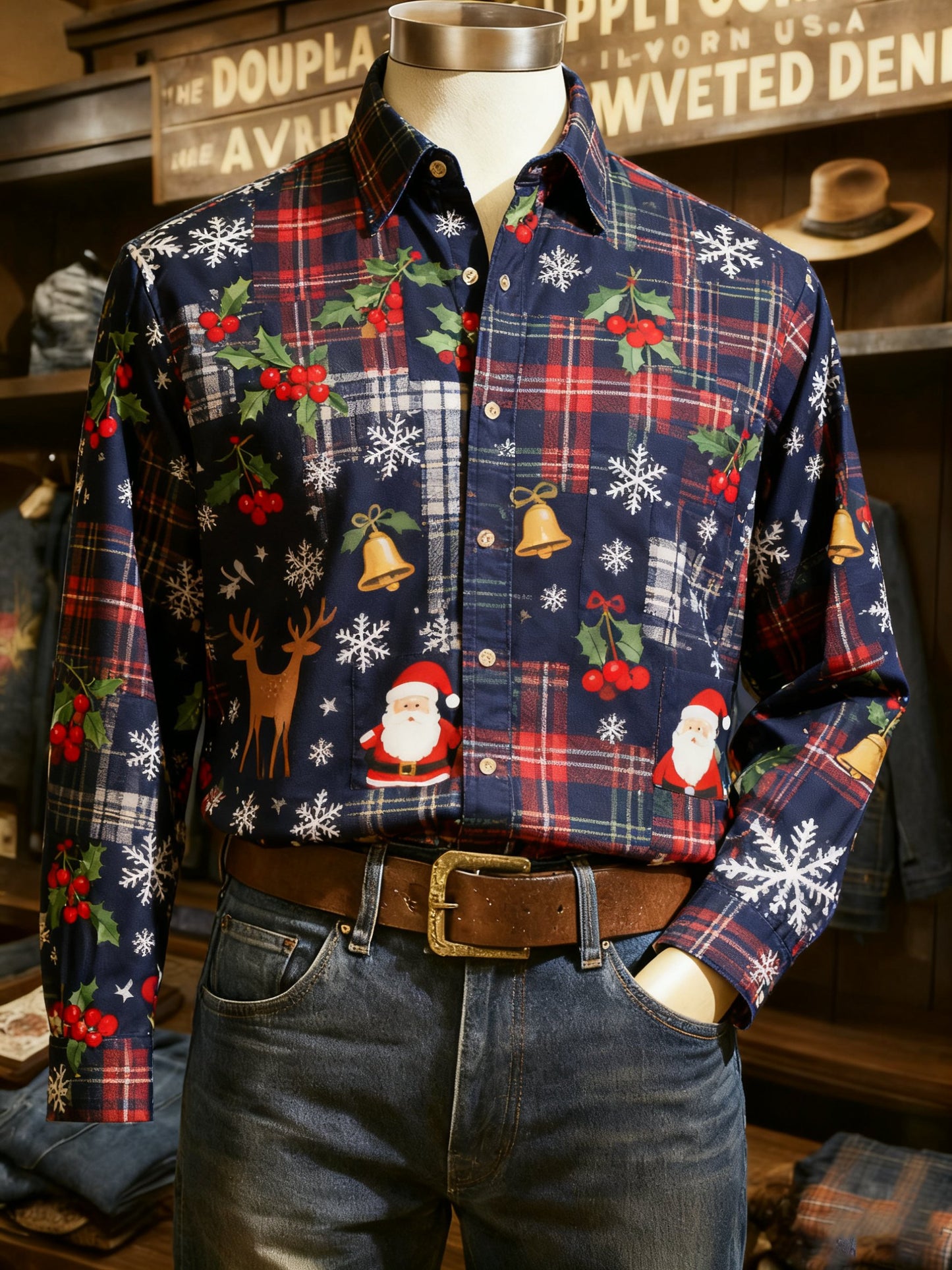 Men's Casual Christmas Long Sleeve Shirt