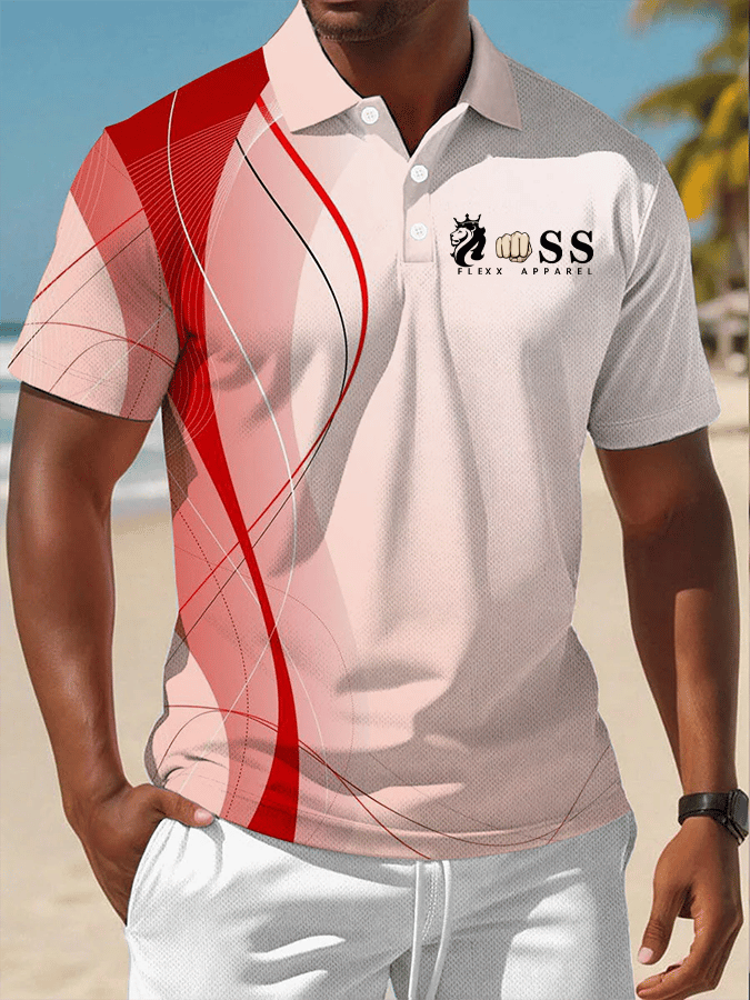 Men's Retro Letter Design Printed Casual Comfortable And Breathable Polo Shirt