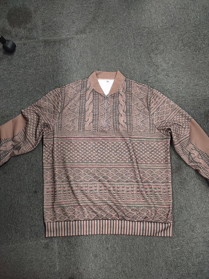 Men's Vintage Knit Print Zip-Up Sweatshirt