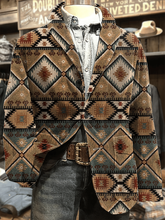 Men's Aztec Art Print Casual Coat