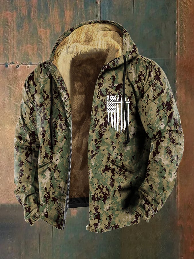 Men's Camouflage Retro Hooded Zip Jacket