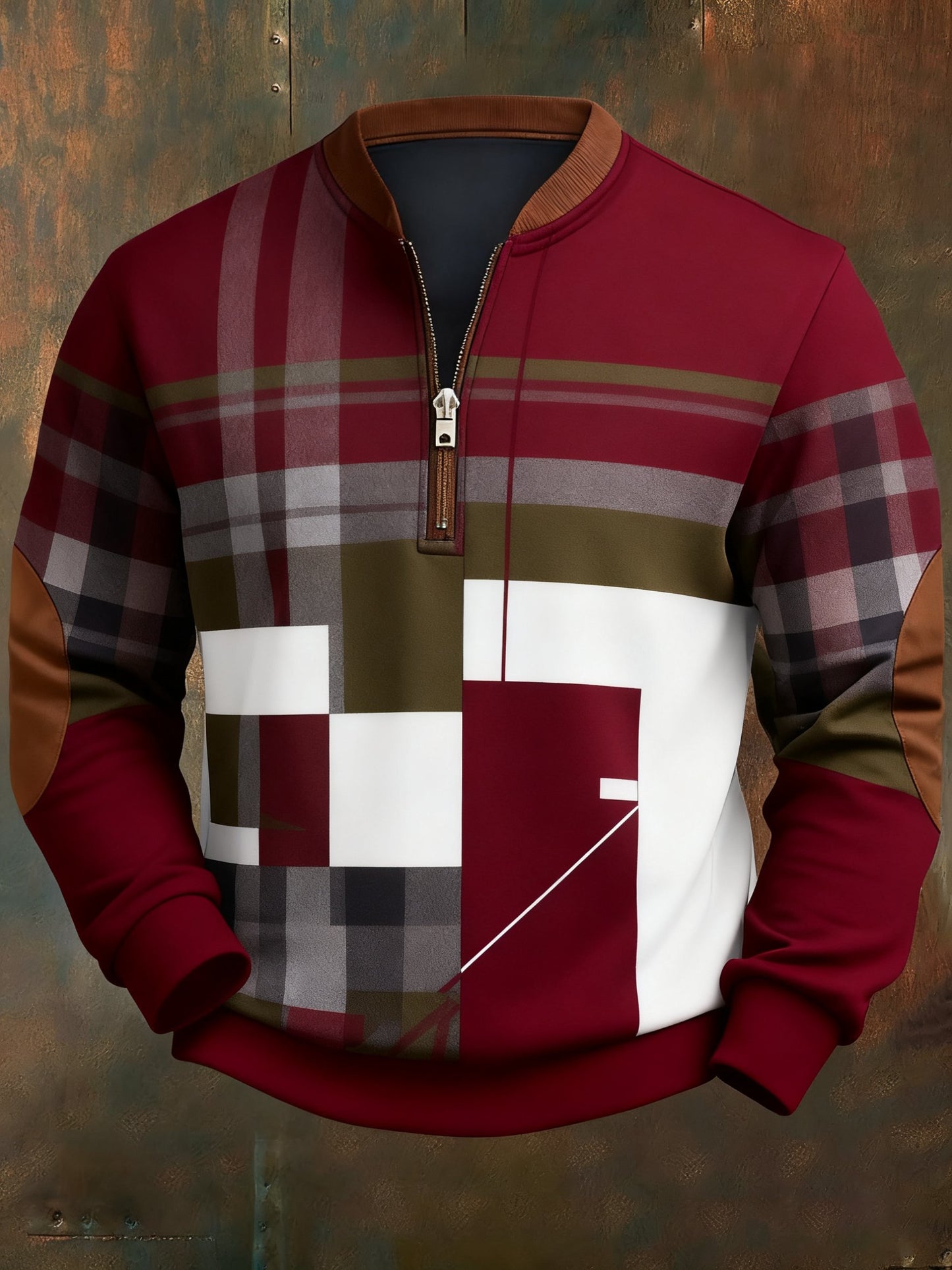 Men's Casual Geometric Color Block Print Sweatshirt