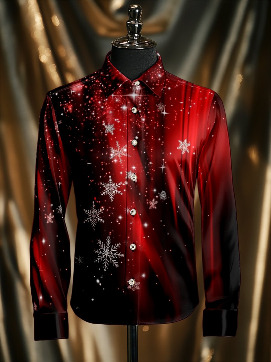 Men's Silk Luxury Christmas Long Sleeve Shirt