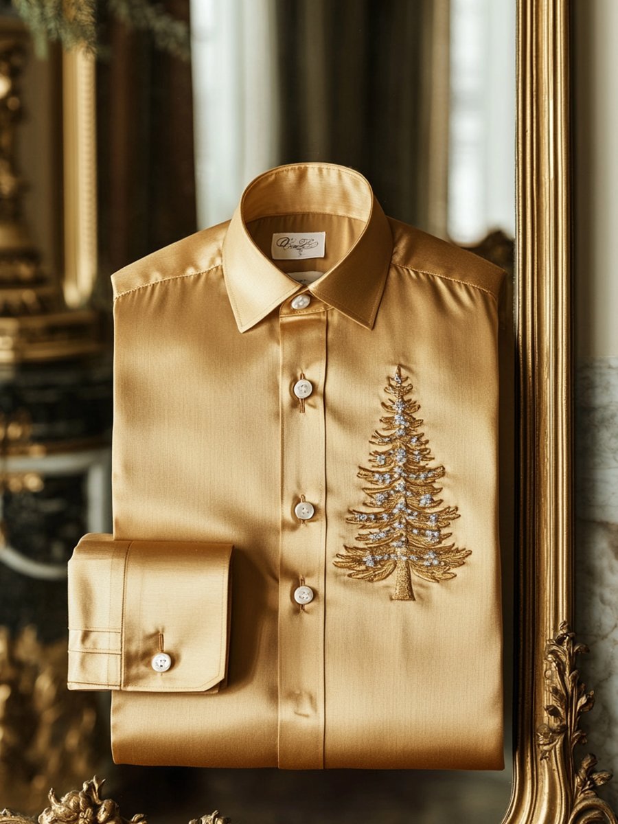 Men's Business Christmas Tree Long Sleeve Shirt