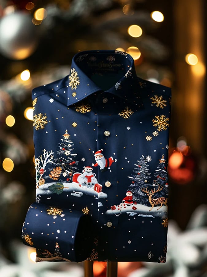 Men's Christmas-Themed Printed Shirts