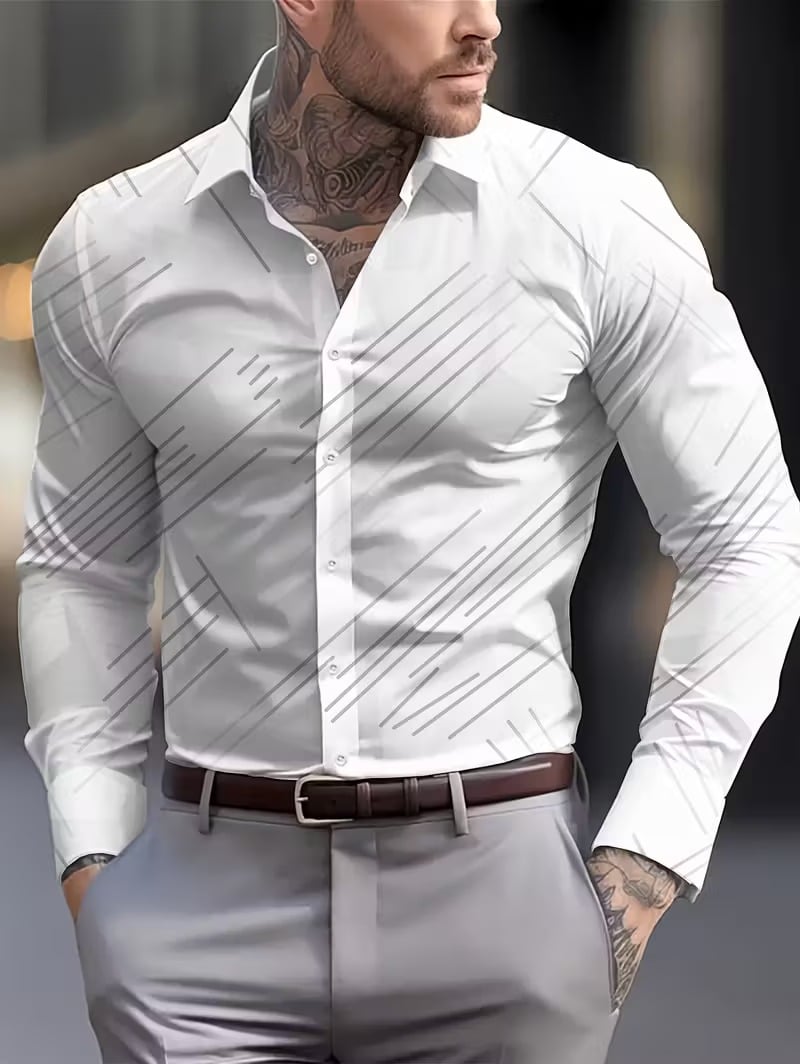 Men's Street Style Business Casual Printed Long Sleeve Shirt