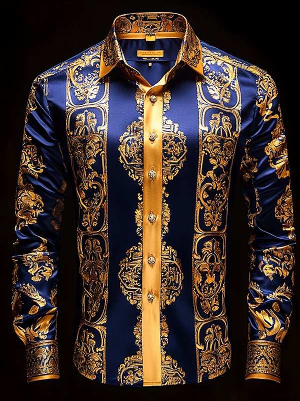 Men's Satin Luxe Long Sleeve Button Down Shirt