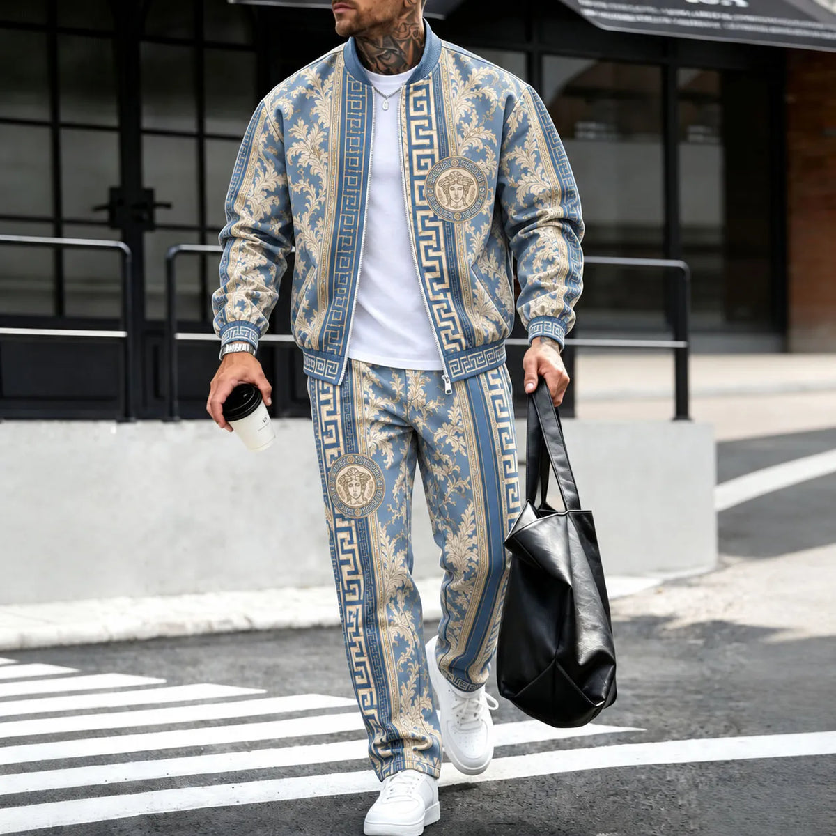 Men's Baroque Fleece-Lined Jacket and Pants Two-Piece Set