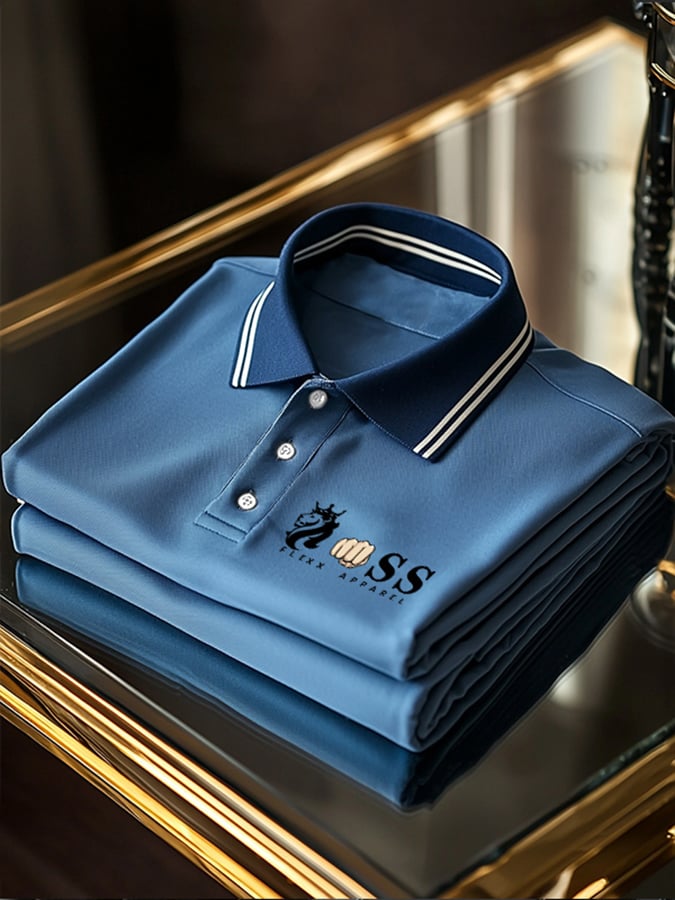 Men's Business Casual Printed Polo Shirt