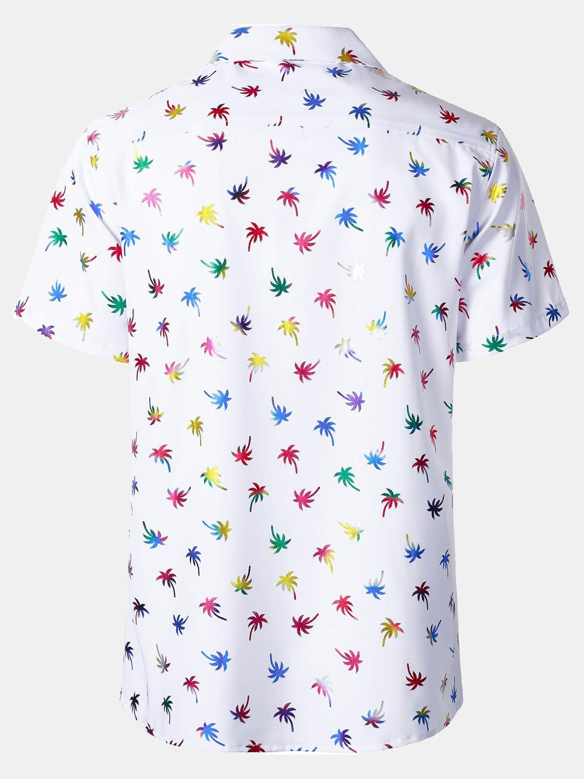 Men's Tropical Colorful Print Cuban Collar Short Sleeve Shirt