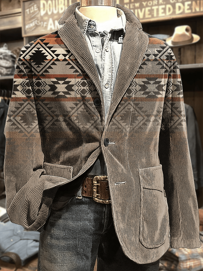Men's Aztec Art Print Casual Coat