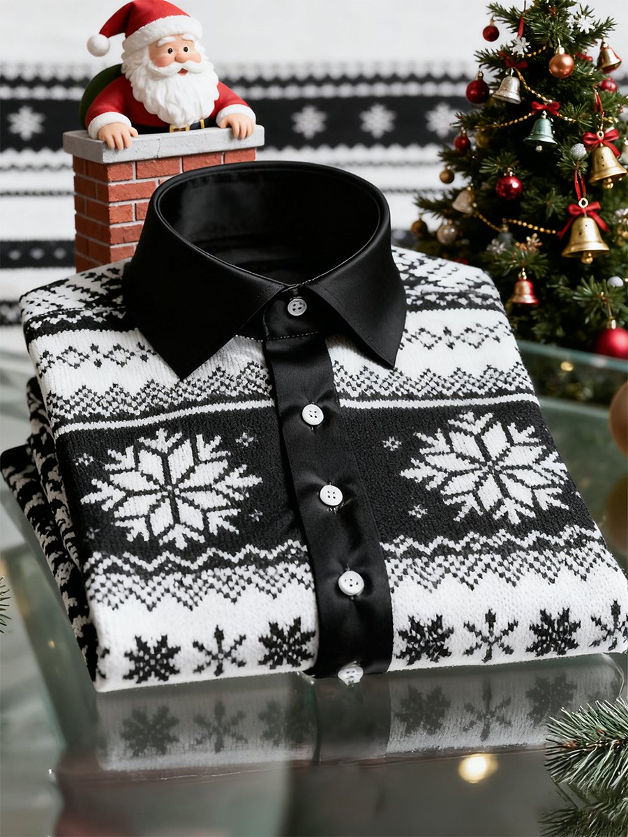 Men's Christmas Long Sleeve Button-Down Shirt