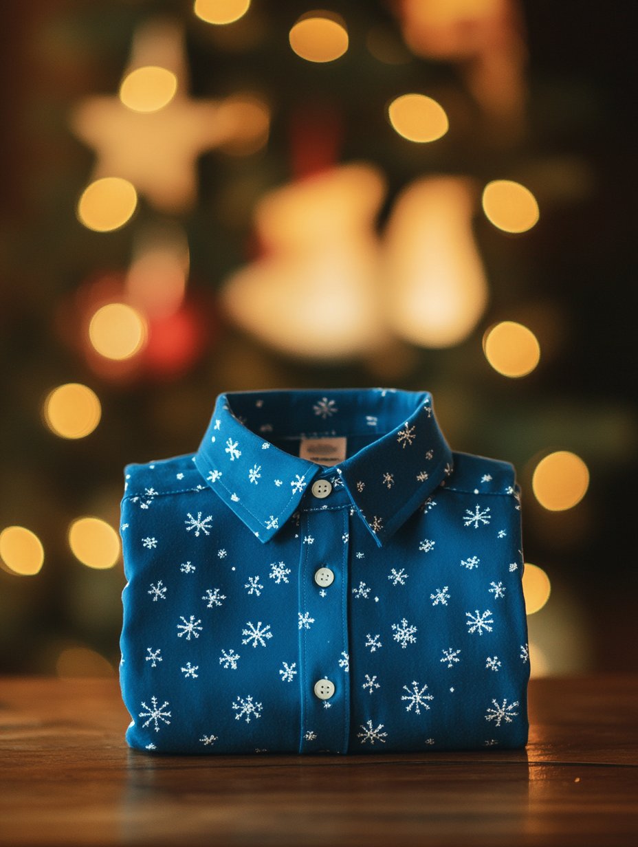 Christmas Men's Business Luxury Snowflake Print Long Sleeve Shirt