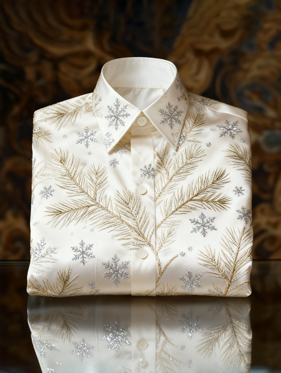 Men's Christmas Long Sleeve Button-Down Shirt