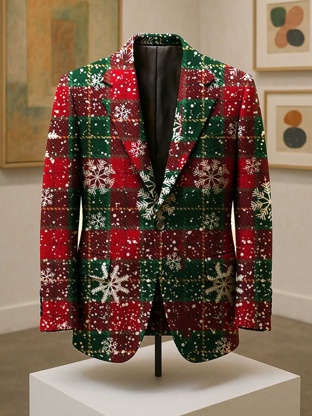 Men's Business Casual Large Pocket Notch Lapel Christmas Santa Blazers