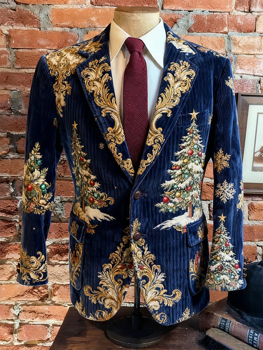 Men's Vintage Casual Christmas Party Corduroy Blazer