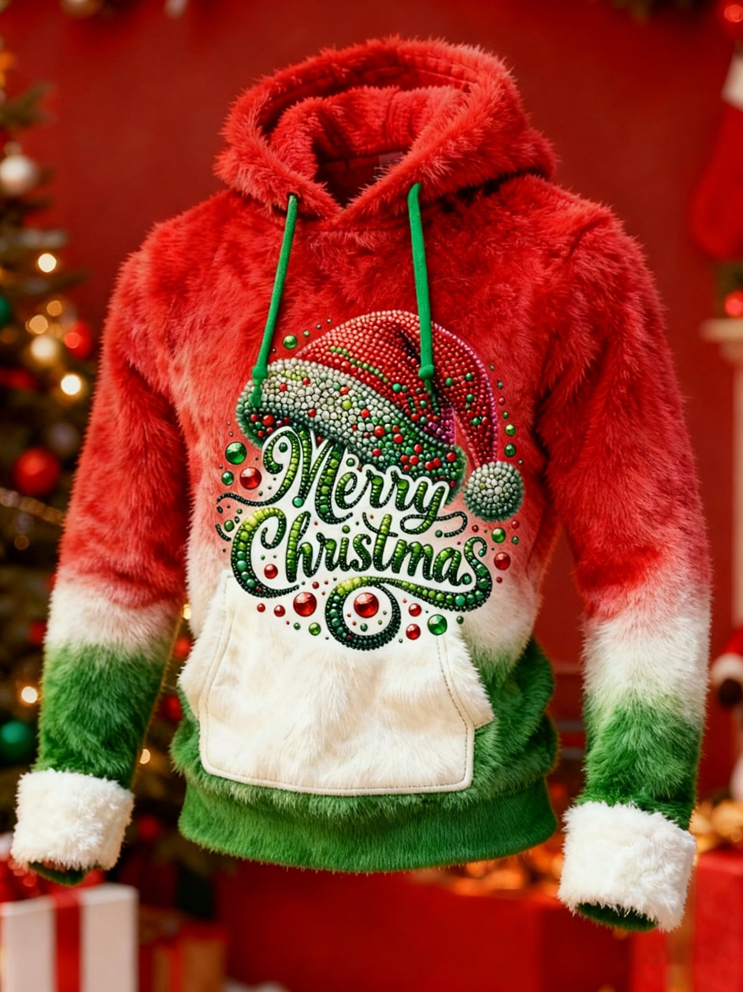 Men's Casual Print Plush Hoodie