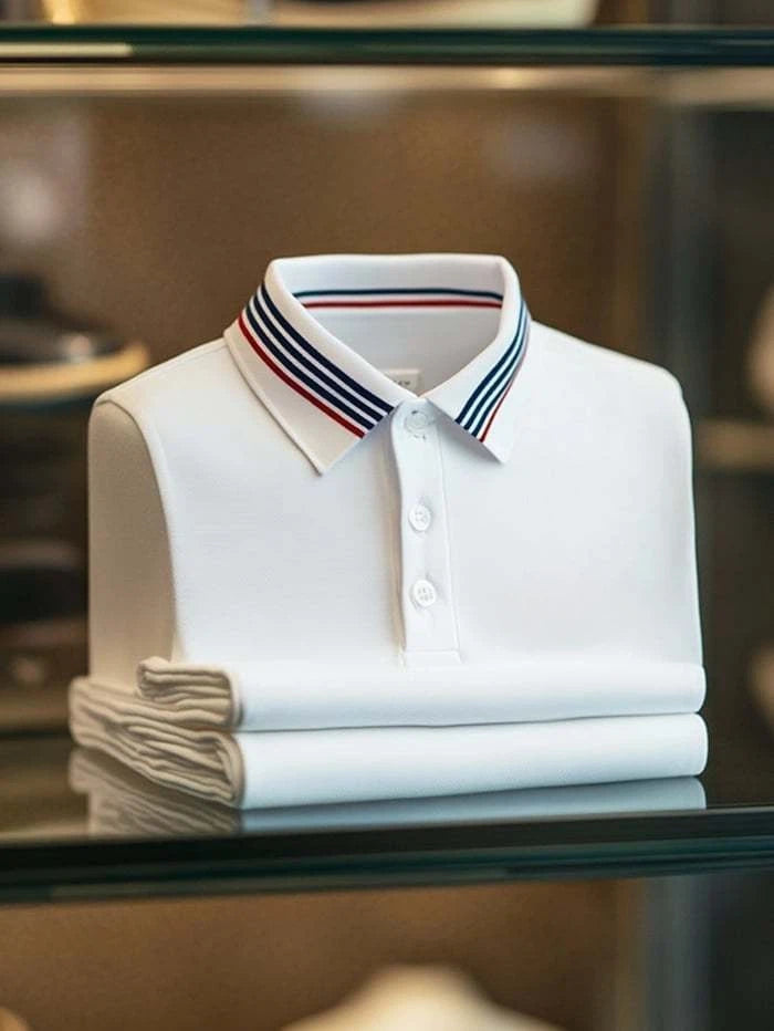 Men's Classic Business Logo Button Short Sleeve Polo Shirt