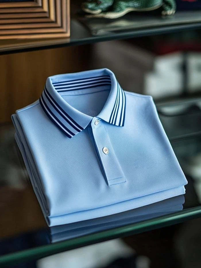 Men's Classic Business Logo Button Short Sleeve Polo Shirt